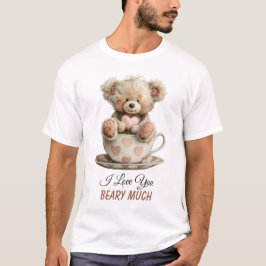 I Love You Beary Much In Cup Postcard T Shirt