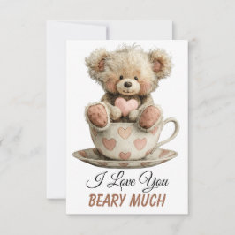 I Love You Beary Much In Cup Postcard Tack Kort