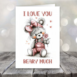 I Love You Beary Much Teddy Bear Valentines Day Helgkort