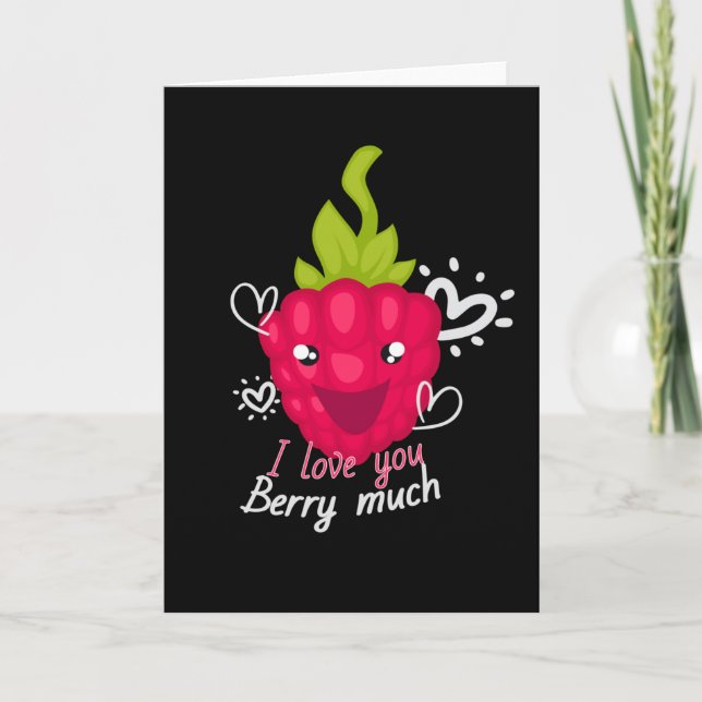 I Love You Berry Much Fruit Raspberry Kort (Framsida)