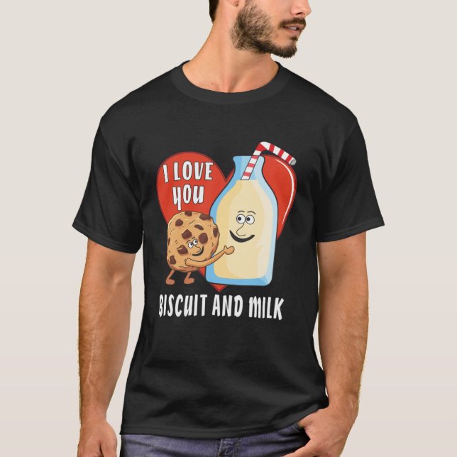 I LOVE YOU BISCUIT AND MILK Biscuit Milk Friends T Shirt (Framsida)