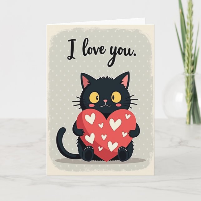 I Love You Black Cat Card Kort (Framsida)