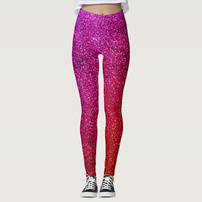 I love you chic pink glitter background leggings (Framsida)