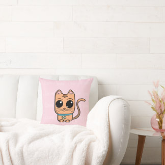 I Love You, Cute Caramel Cat Illustration Art Prin Kudde