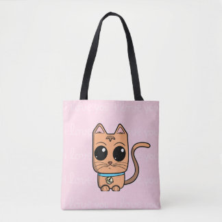 I Love You, Cute Caramel Cat Illustration Art Prin Tygkasse