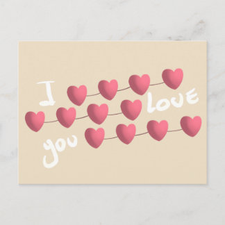I Love You Cute Heart Garland Valentine Card Helg Vykort