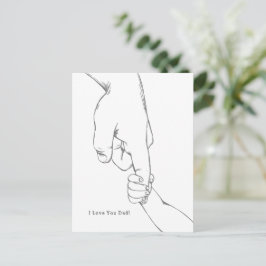 I Love You Dad Quote Hands Line Art Card Vykort