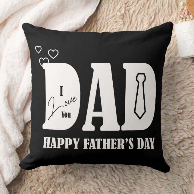 I Love You Dad Tie Hearts Kudde (Filt)