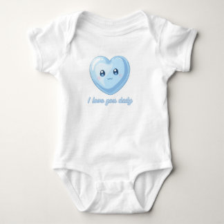 I Love You Daily Baby Bodysuit - Cute Blue Kawaii  T Shirt
