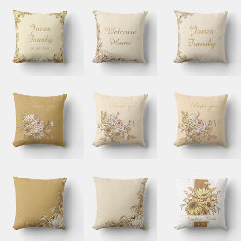  I Love You design | personalized Botanical Golden Kudde