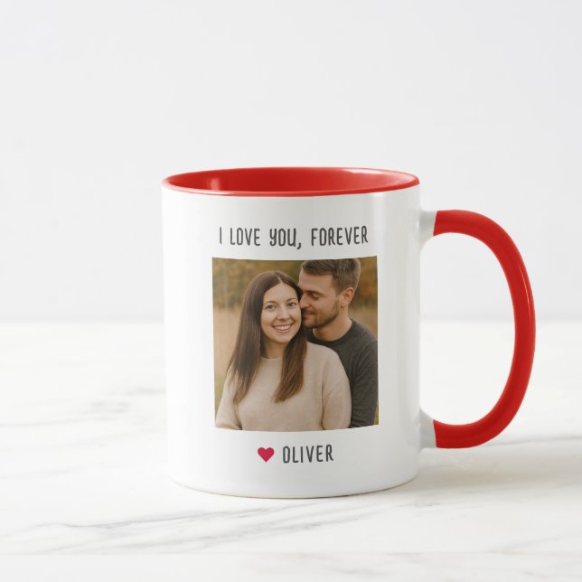 I Love You Forever Custom Name Couple Photo Mugg (Höger)