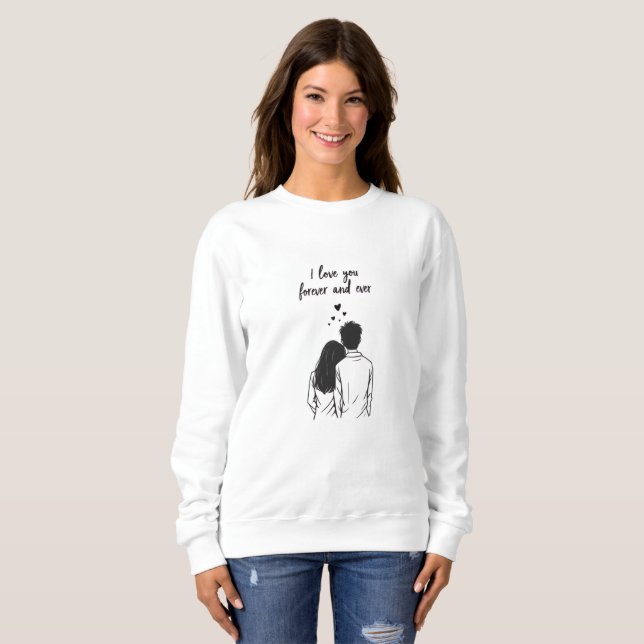 I Love You Forever Line Art Sweatshirt T Shirt (Hel framsida)