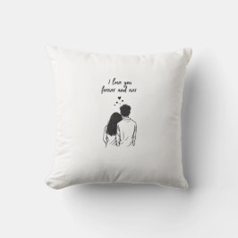 I Love You Forever Romantic Line Art Pillow Kudde