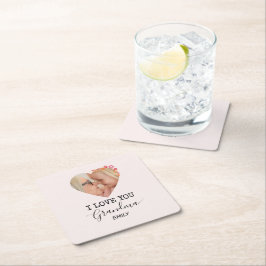 I Love You Grandma | Personalized Paper Coaster Underlägg Papper Kvadrat
