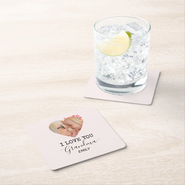 I Love You Grandma | Personalized Paper Coaster Underlägg Papper Kvadrat (Insitu)