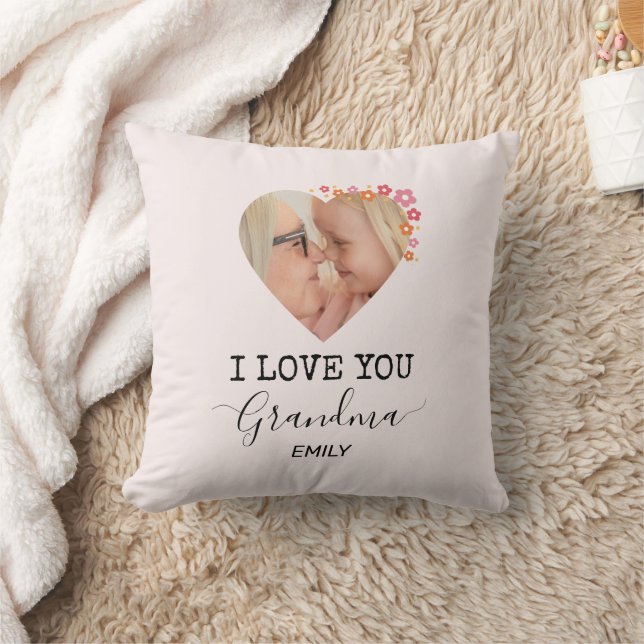 I Love You Grandma | Personalized Photo Pillow Kudde (Filt)