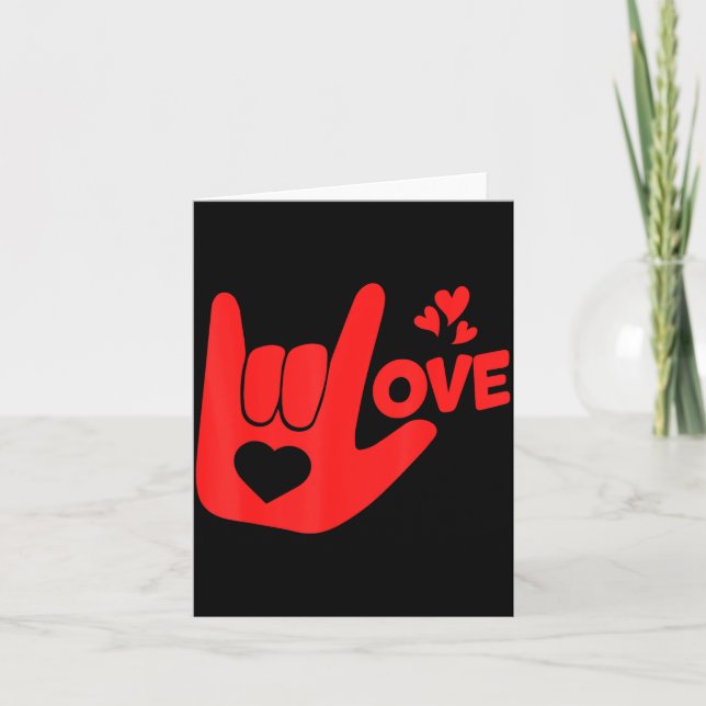 I Love You Hand Sign Asl Valentine' Day Funny Wome Kort (Framsida)
