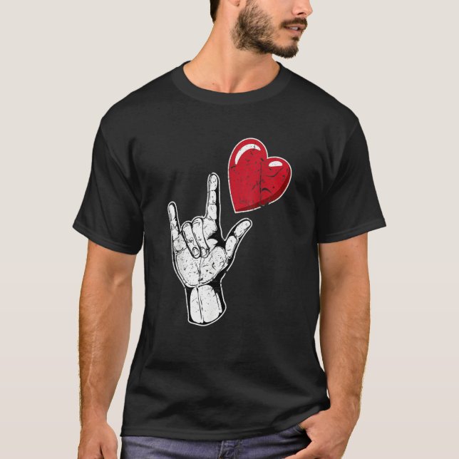 I Love You Hand Sign Valentines Day Language_1 T Shirt (Framsida)