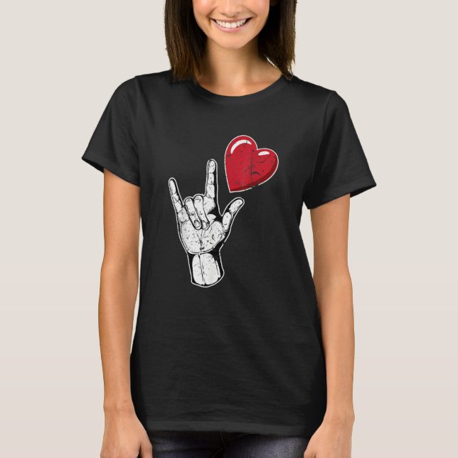 I Love You Hand Sign Valentines Day Language_1 T Shirt (Framsida)