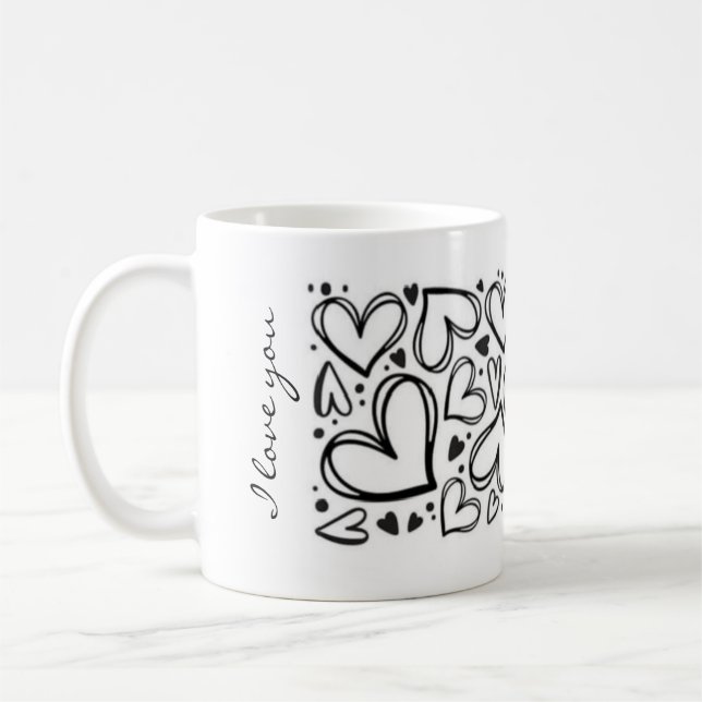 I love you heart design kaffemugg (Vänster)