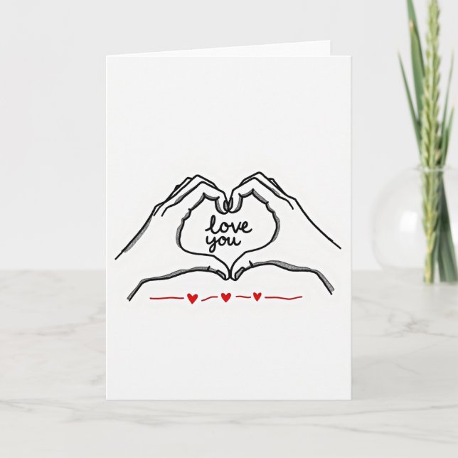 I Love You Heart Hands Card Kort (Framsida)