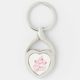 I Love You Heart Keychain Twisted Heart Silverfärgad Nyckelring