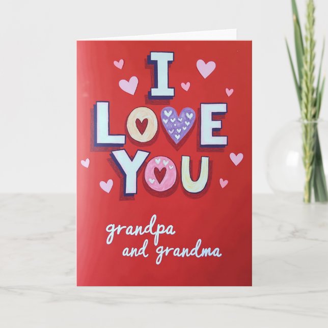 I Love You Heartfelt Grandpa Card Kort (Framsida)