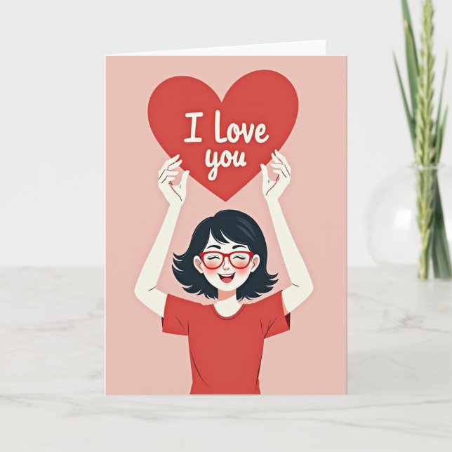 I Love You Heartfelt Joy Card Kort (Framsida)
