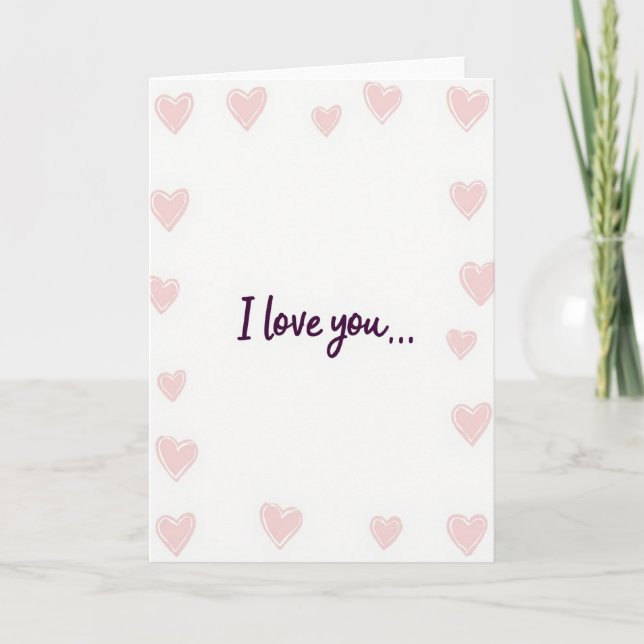 I Love You Hearts Handmade Card Kort (Framsida)