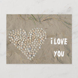 I LOVE YOU - Herz aus Muscheln am Strand Vykort
