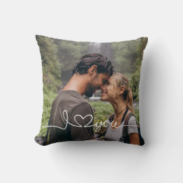 I Love You in White Script with Heart Custom Kudde