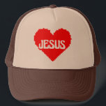 I love you Jesus pixel art Keps<br><div class="desc">Put on a pixel art faith hat,  featuring a modern design to show off your faith with a heart that says "I love Jesus." Vary the colors to match and show off your Christianity with a unique style to express your love for Jesus in a fresh and original way.</div>