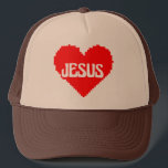 I love you Jesus pixel art Keps<br><div class="desc">Put on a pixel art faith hat,  featuring a modern design to show off your faith with a heart that says "I love Jesus." Vary the colors to match and show off your Christianity with a unique style to express your love for Jesus in a fresh and original way.</div>