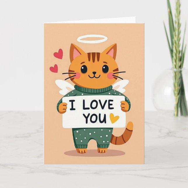 I Love You Kitty Angel Card Kort (Framsida)
