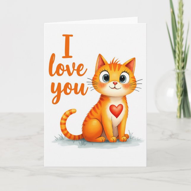 I Love You Kitty Cat Card Kort (Framsida)
