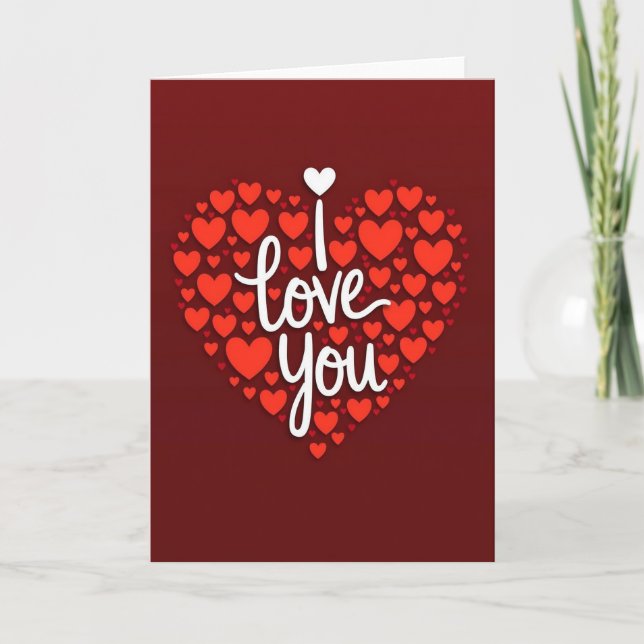 I Love You Layered Hearts Card Kort (Framsida)