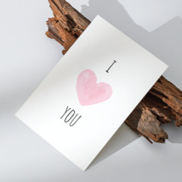I love you. Minimal cute pink heart Valentines day Julkort