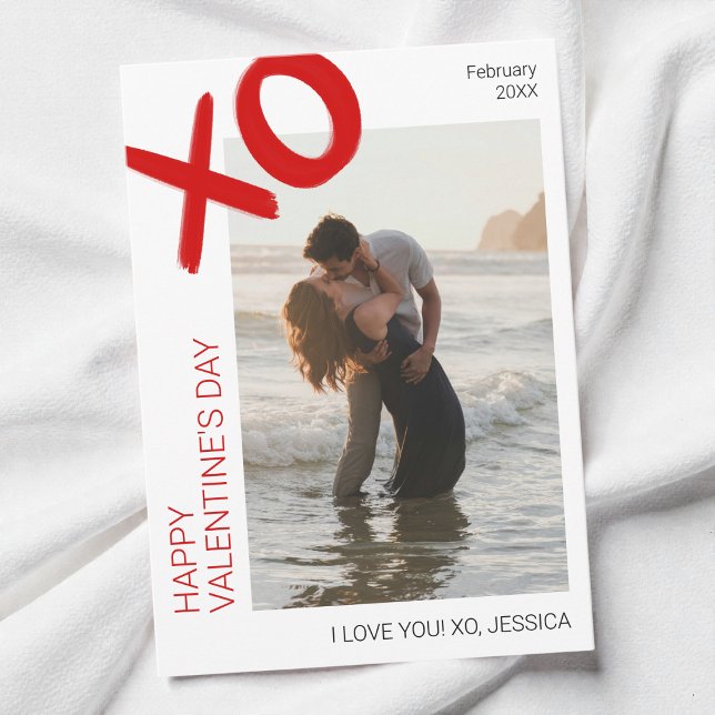I Love You Modern Photo Happy Valentine's Day Julkort (I Love You Modern Photo Happy Valentine's Day Holiday Card)