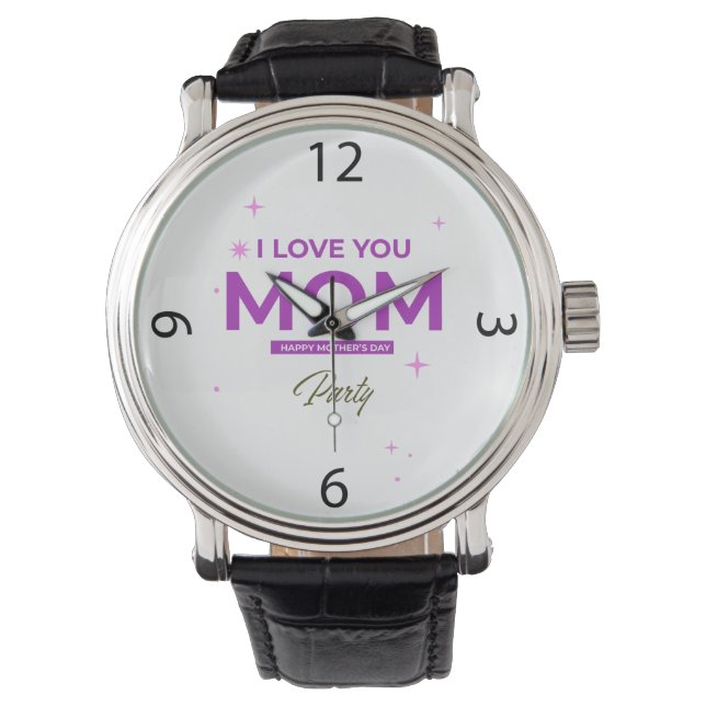 I Love You Mom - Happy Mother's Day T-Shirt  Armbandsur (Framsida)