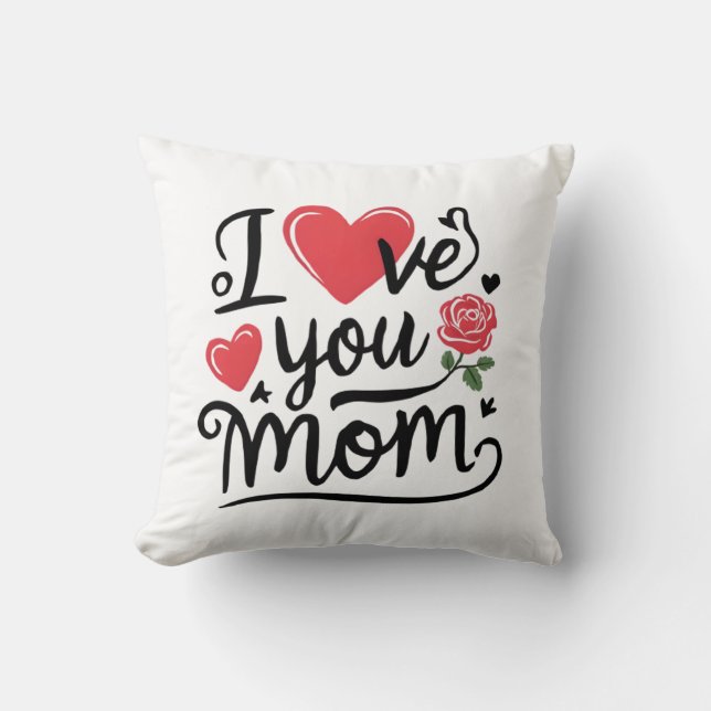 I Love You Mom Heartfelt Kids Design Kudde (Framsida)