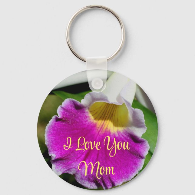 I Love You Mom Orchid Flower  Nyckelring (Framsida)