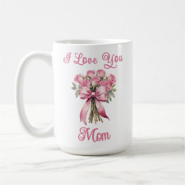 I Love You Mom Pink Rose Mug – Mother's Day Gift Kaffemugg