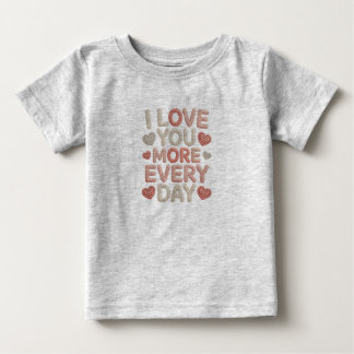 "I Love You More Every Day" Knitted Text & Crochet T Shirt