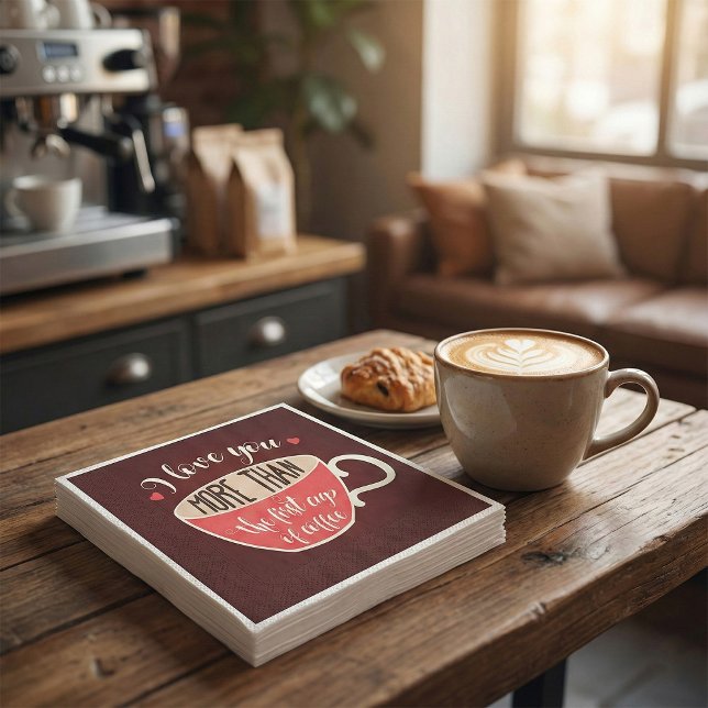 I Love You More Than Coffee Funny Quote Pappersservett (Skapare uppladdad)