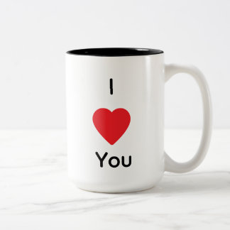 I Love You Mug – Simple Romantic Heart Design Två-Tonad Mugg