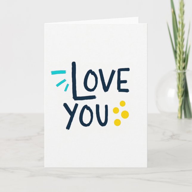 I Love You Navy Teal Art Card Kort (Framsida)