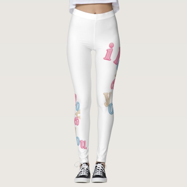 "i love you" Patch Art Leggings | Aesthetic Print (Framsida)