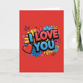 I Love You Pop Art Design Card  Kort