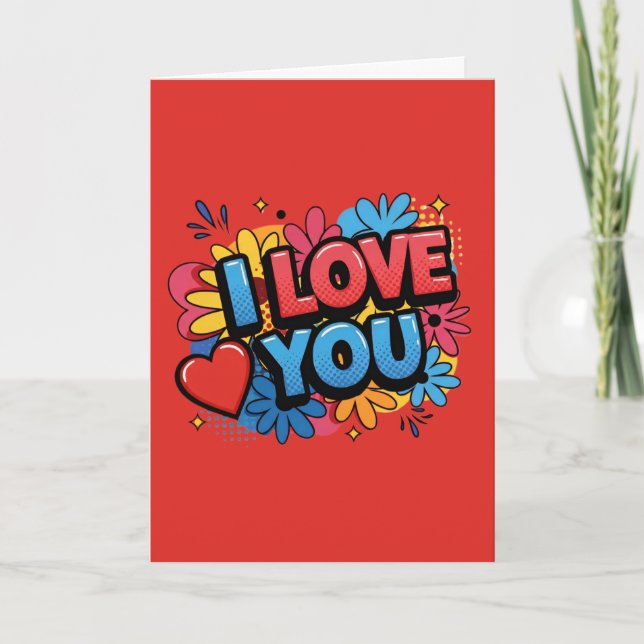 I Love You Pop Art Design Card  Kort (Framsida)