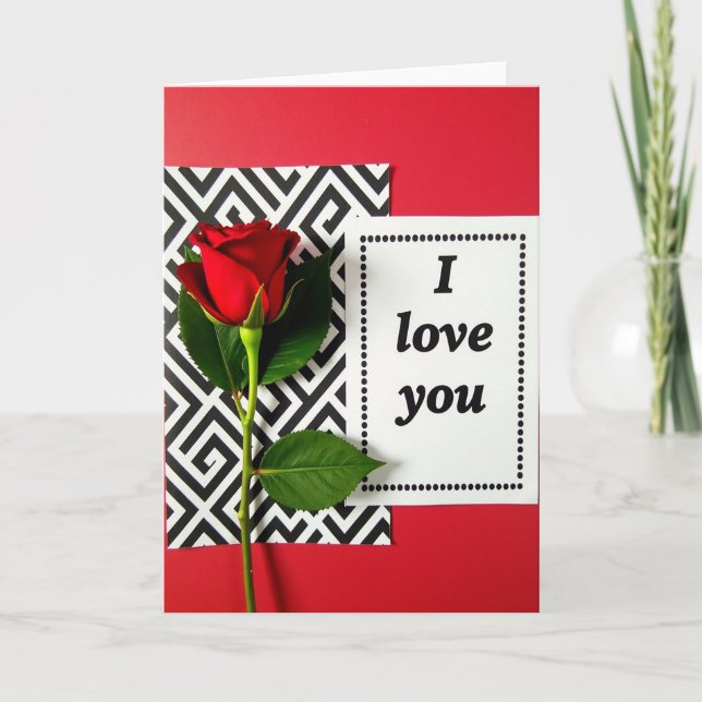 I Love You Red Rose Maze Card Kort (Framsida)